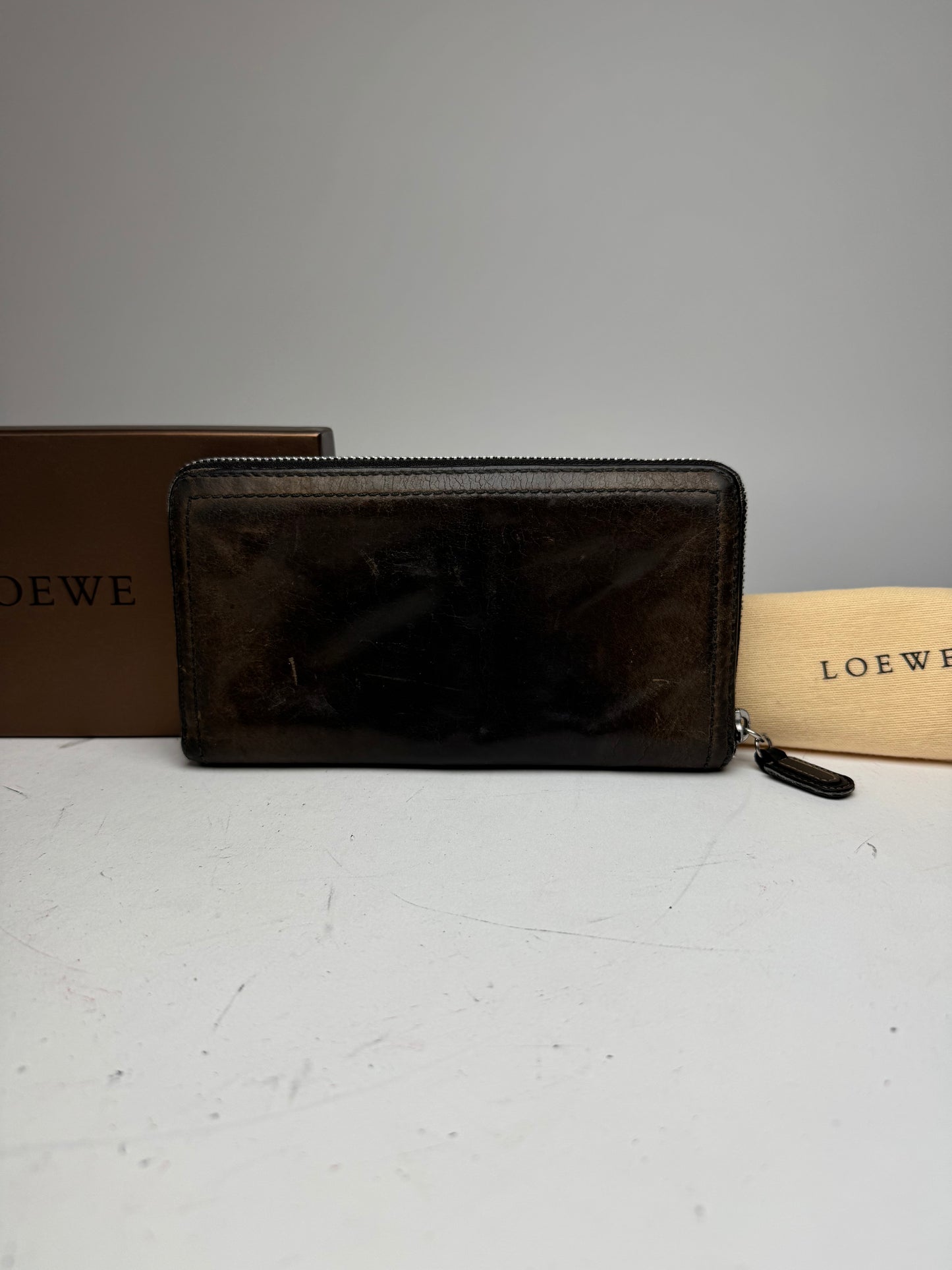 Vintage Loewe Madrid Anagram Leather Wallet Brown