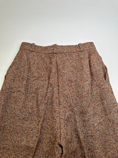 Vintage Chloe Wool Trousers Rust Brown Cream M