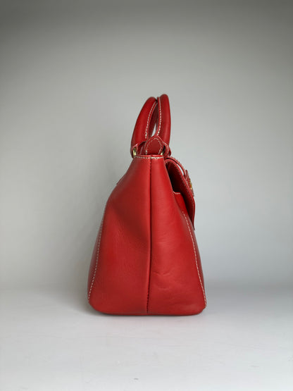 Vintage Courreges Leather Tote Bag Red Gold
