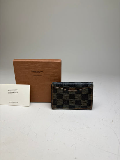 Vintage Louis Vuitton Damier Canvas Card Holder Black Brown