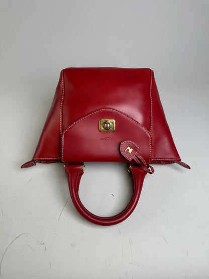 Vintage Courreges Leather Tote Bag Red Gold