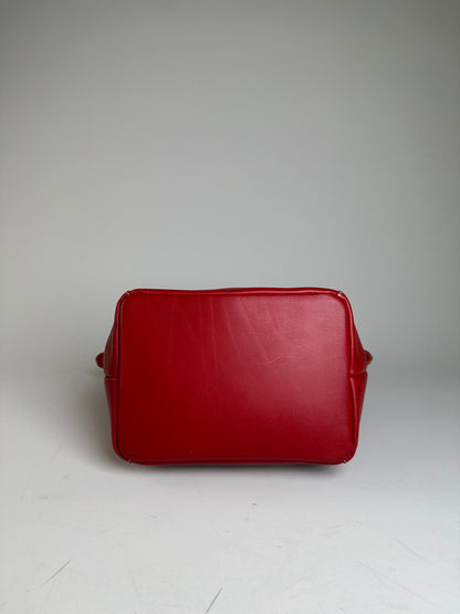 Vintage Courreges Leather Tote Bag Red Gold