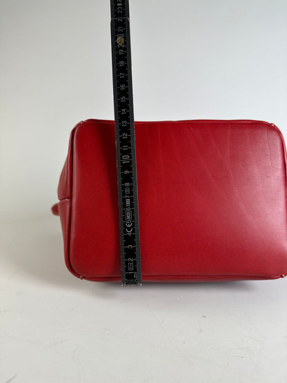 Vintage Courreges Leather Tote Bag Red Gold