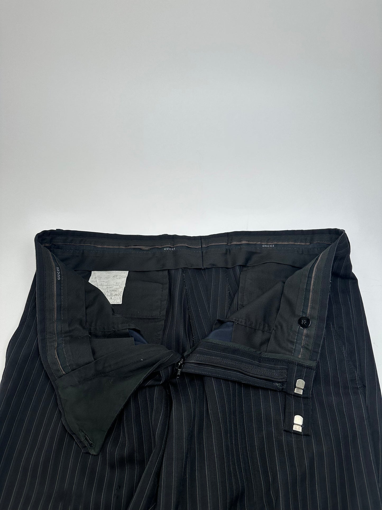 Vintage Gucci Wool Pinstripe Trousers Black M