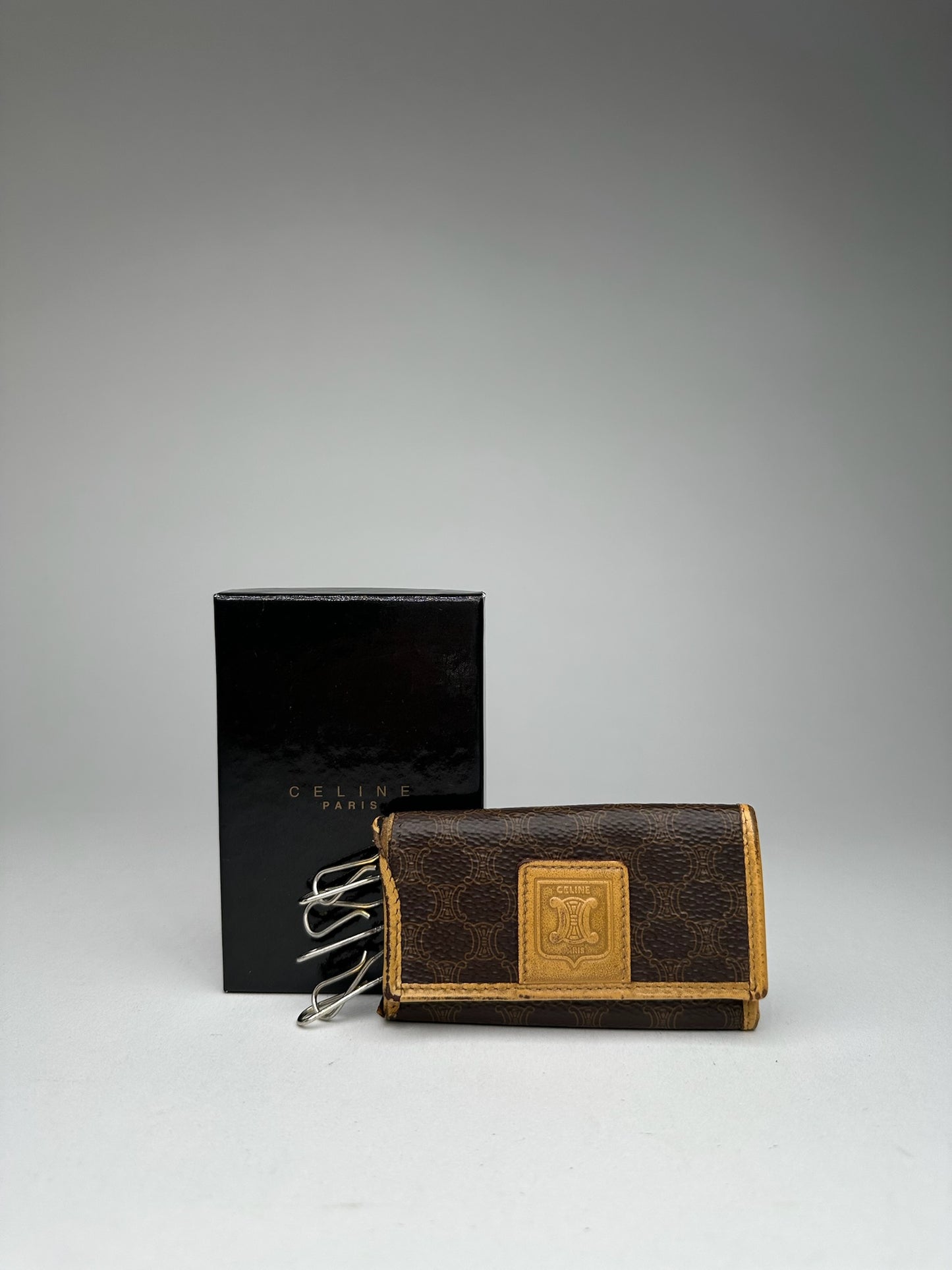 Vintage Celine Paris Leather Key Holder Brown