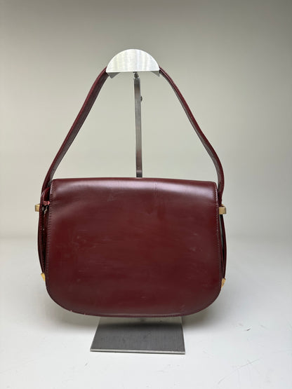 Vintage Gucci Leather Shoulder Bag Burgundy Gold c. 2000