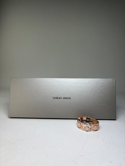 Vintage Giorgio Armani Leather Bracelet Watch Peach Silver
