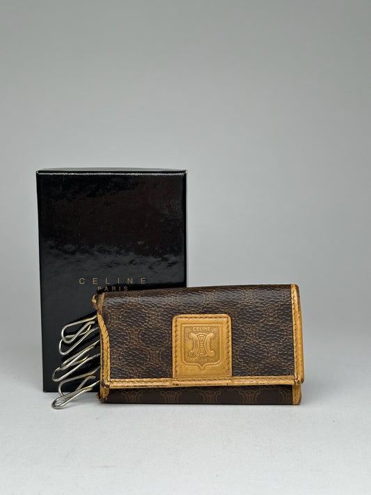 Vintage Celine Paris Leather Key Holder Brown