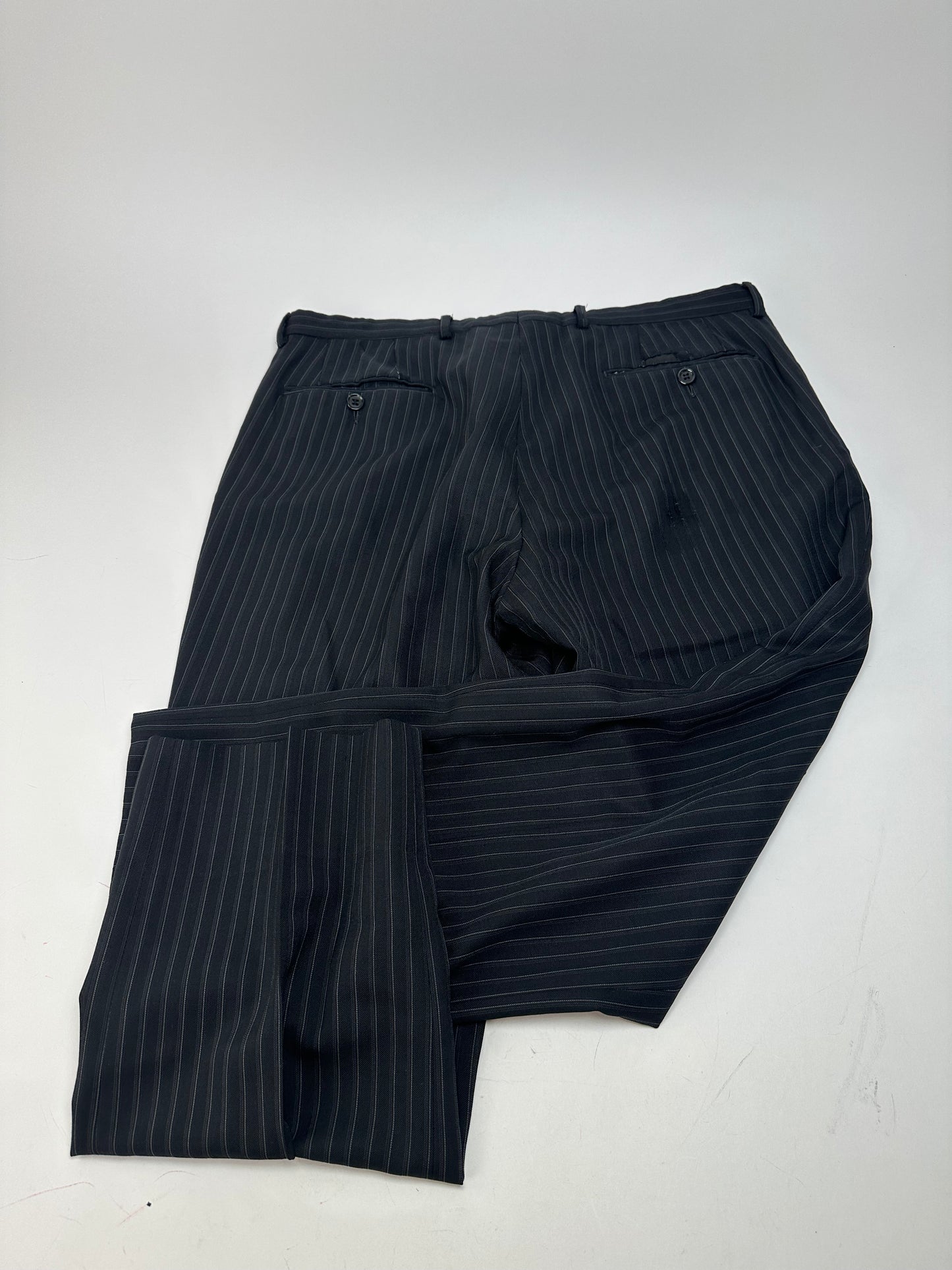 Vintage Gucci Wool Pinstripe Trousers Black M