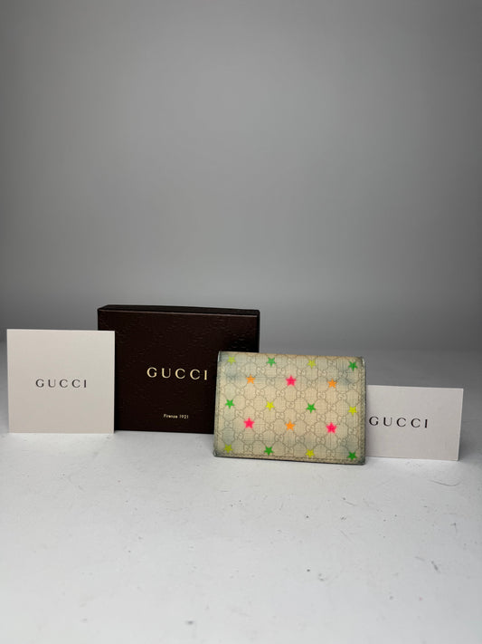 Vintage Gucci Monogram Star Card Holder White