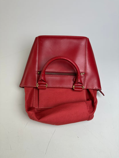 Vintage Courreges Leather Tote Bag Red Gold