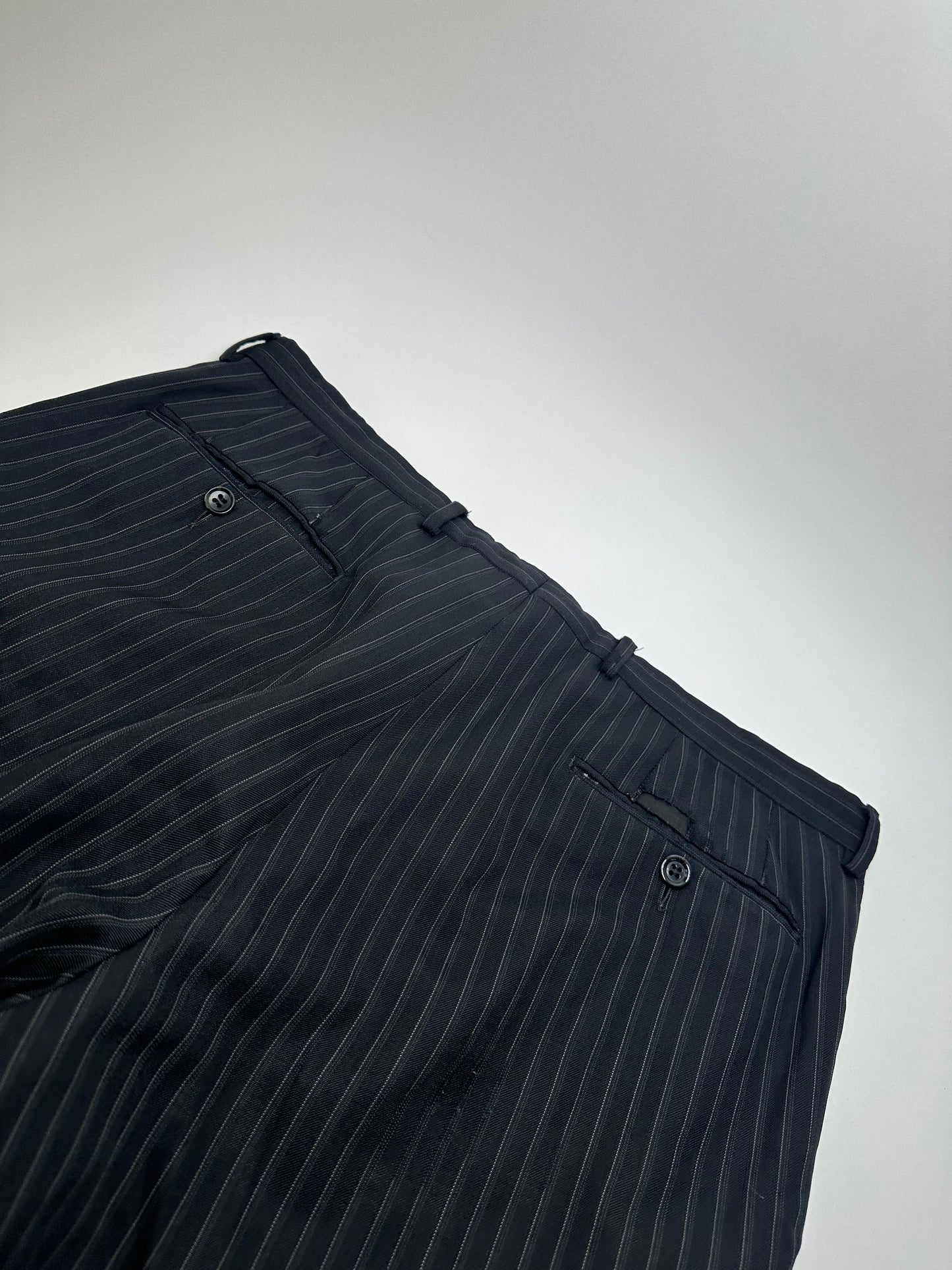 Vintage Gucci Wool Pinstripe Trousers Black M