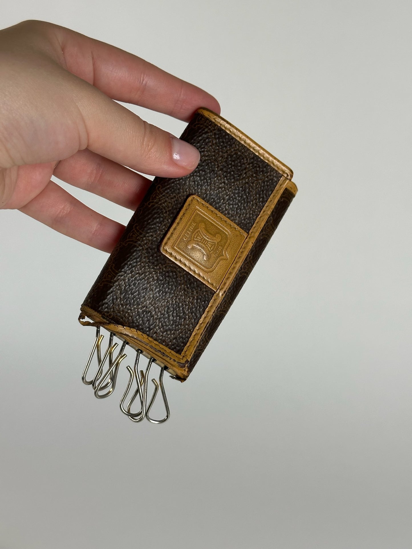 Vintage Celine Paris Leather Key Holder Brown