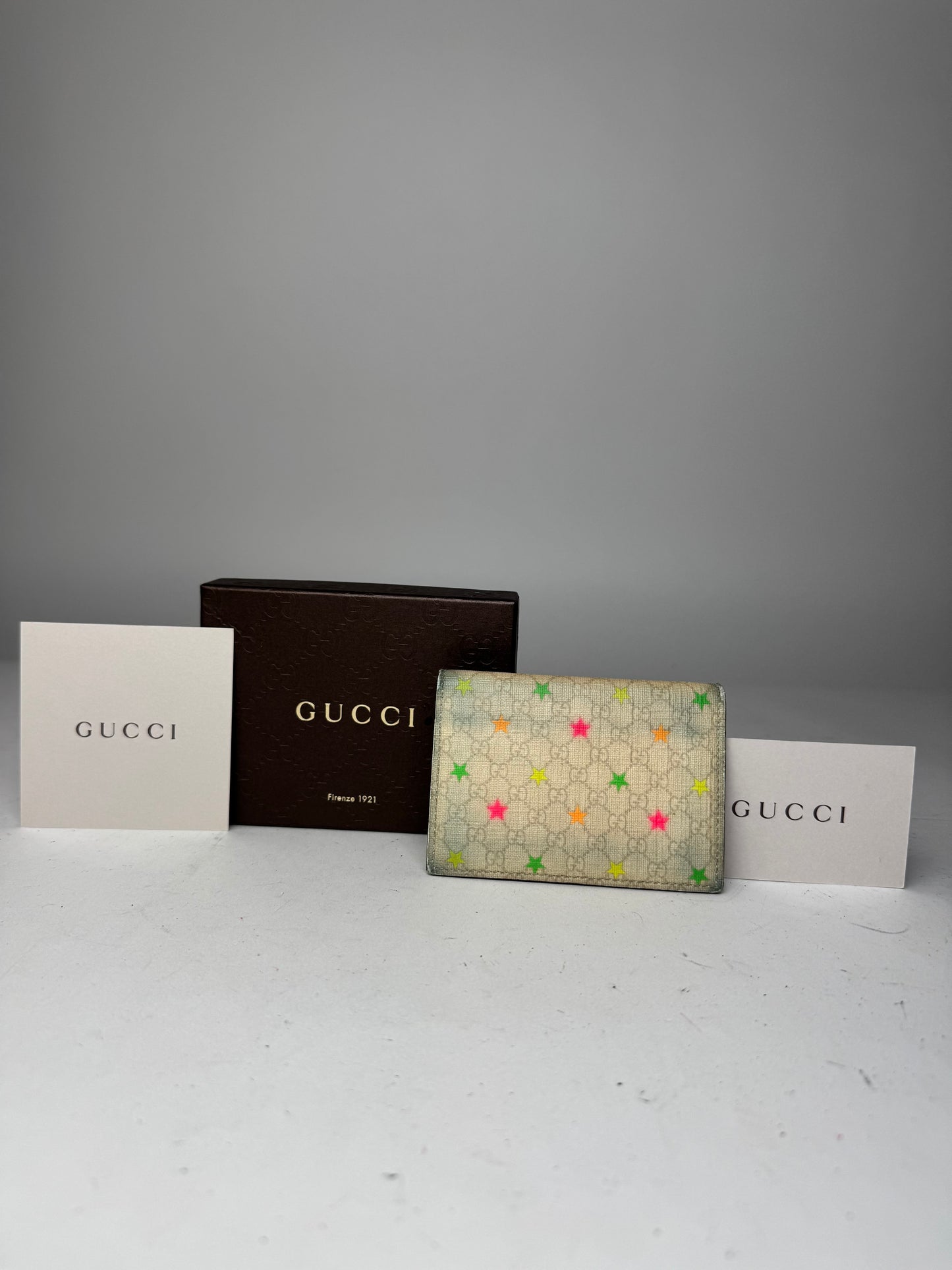 Vintage Gucci Monogram Star Card Holder White