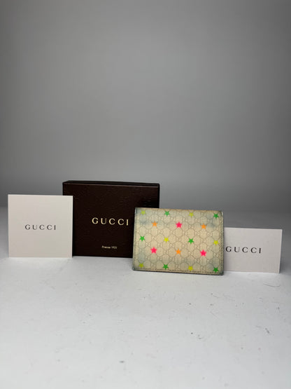 Vintage Gucci Monogram Star Card Holder White