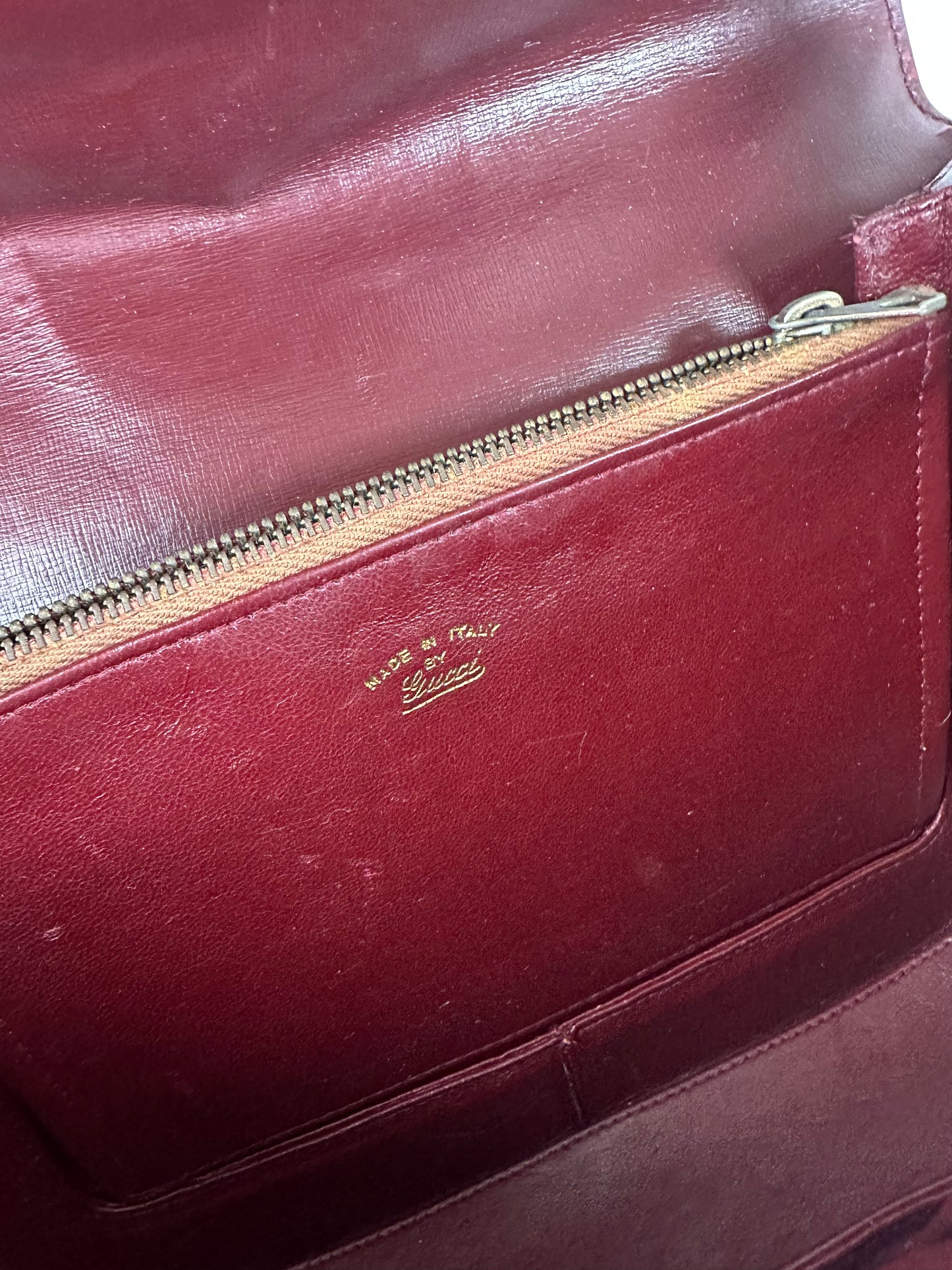 Vintage Gucci Leather Shoulder Bag Burgundy Gold c. 2000