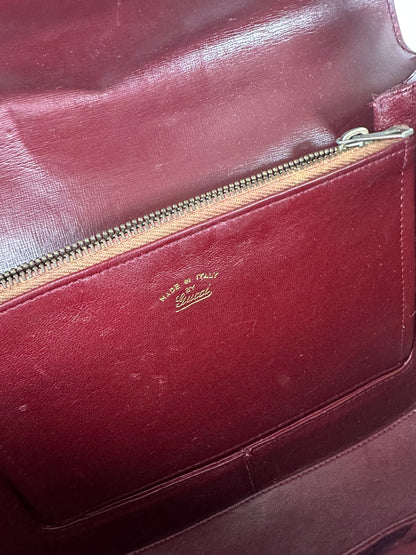 Vintage Gucci Leather Shoulder Bag Burgundy Gold c. 2000