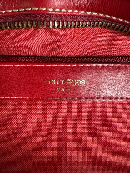Vintage Courreges Leather Tote Bag Red Gold