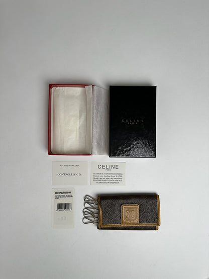 Vintage Celine Paris Leather Key Holder Brown