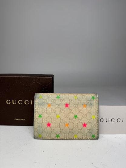 Vintage Gucci Monogram Star Card Holder White