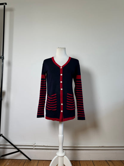 Vintage Dior Cotton Cardigan Navy Red M