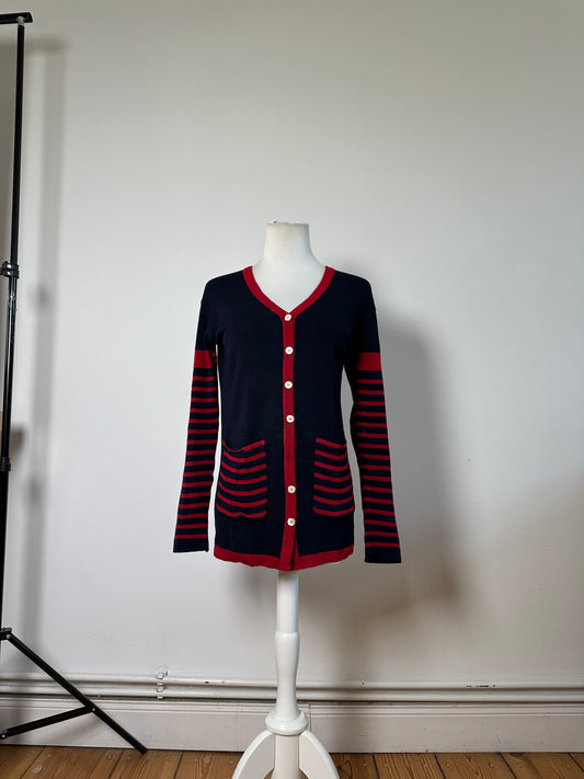Vintage Dior Cotton Cardigan Navy Red M