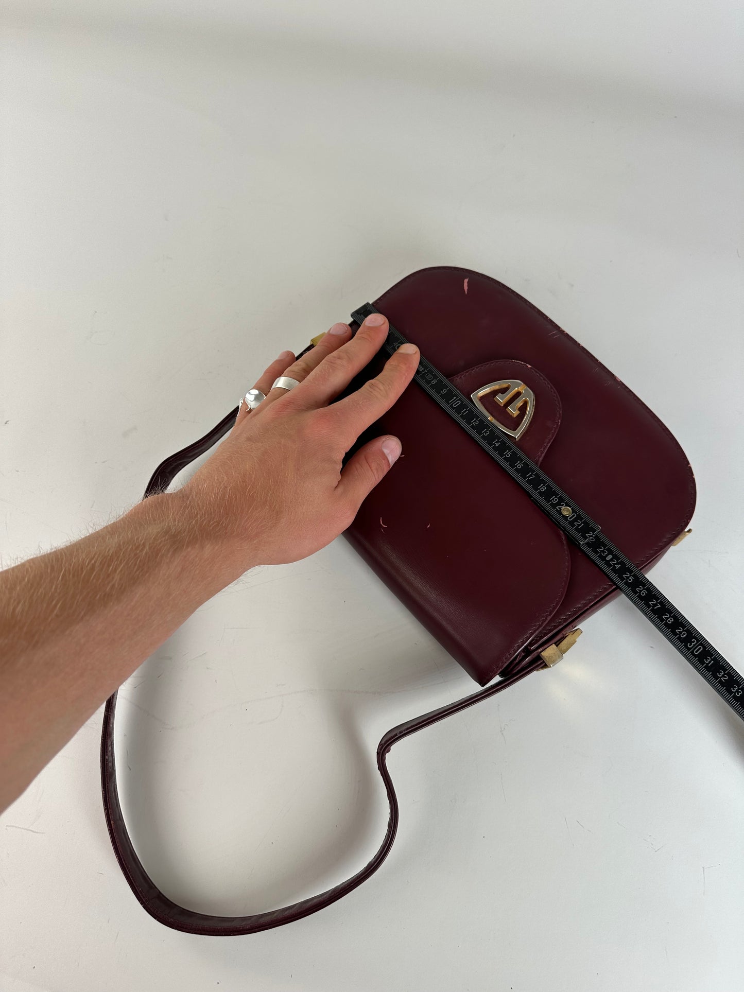 Vintage Gucci Leather Shoulder Bag Burgundy Gold c. 2000