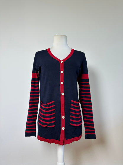 Vintage Dior Cotton Cardigan Navy Red M