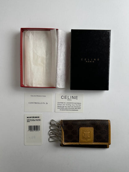 Vintage Celine Paris Leather Key Holder Brown