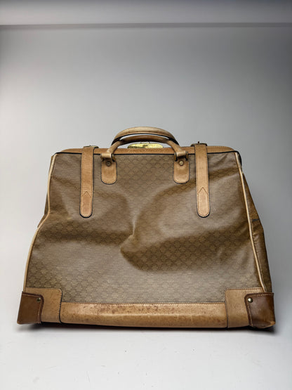 Sac de voyage vintage en cuir Monogram Céline Paris marron doré