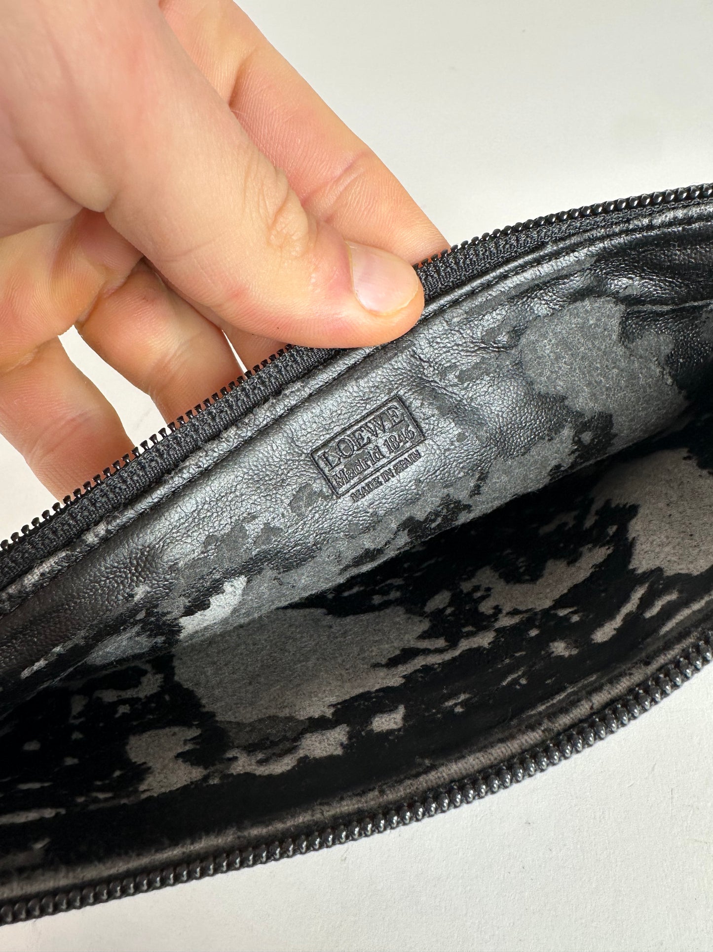 Vintage Loewe Anagram Leather Pouch Clutch Black