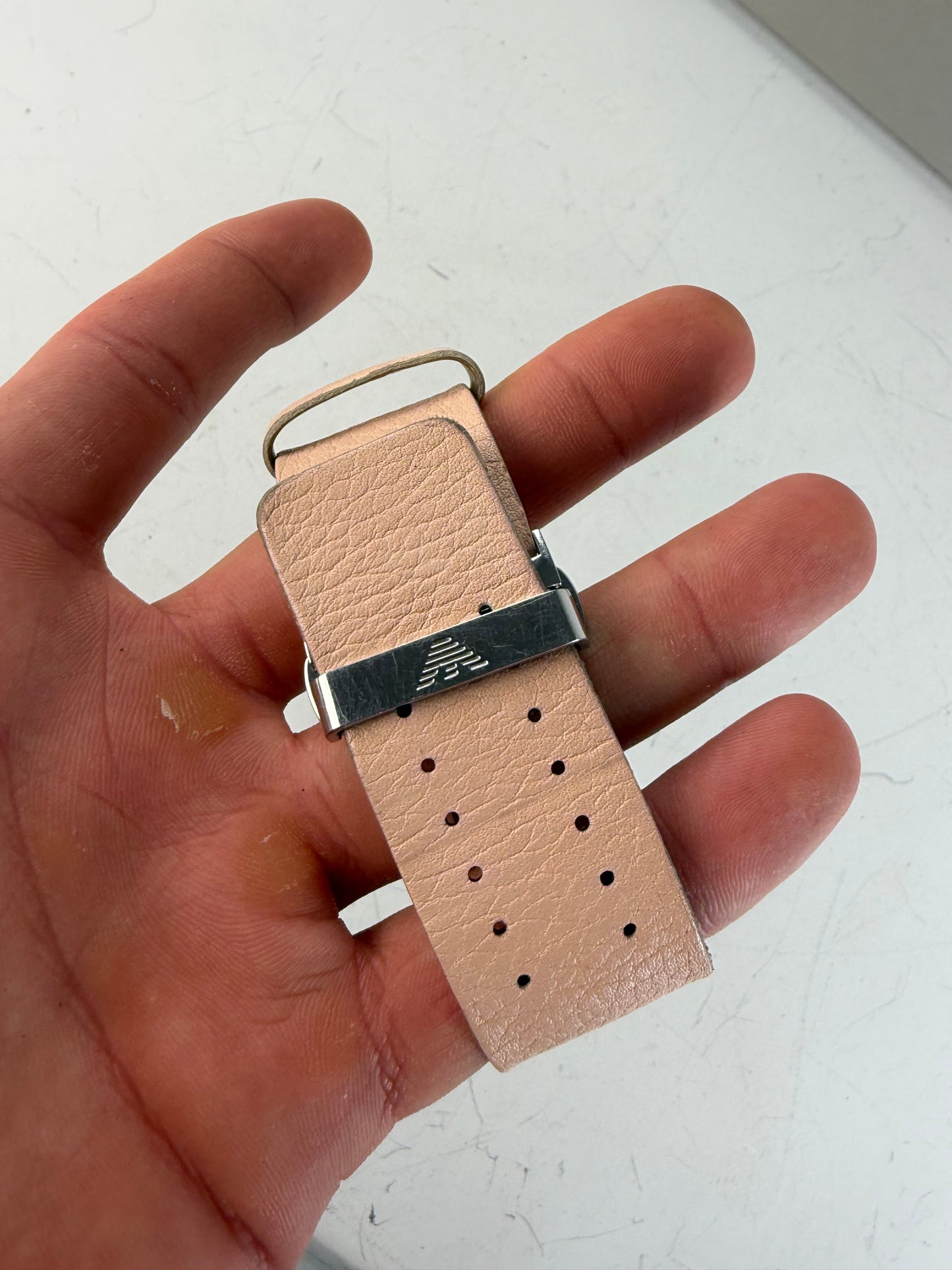 Vintage Giorgio Armani Leather Bracelet Watch Peach Silver