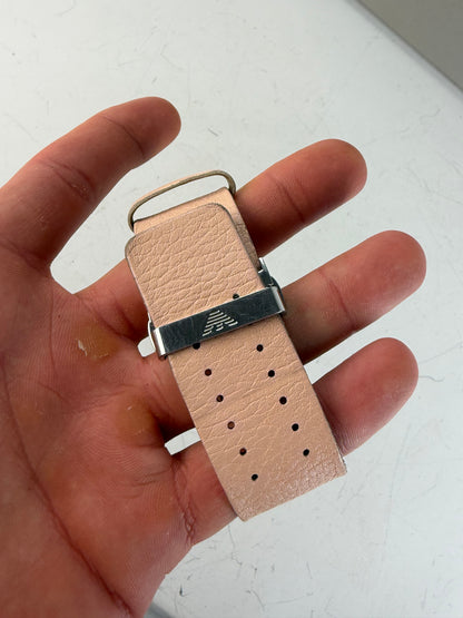 Vintage Giorgio Armani Leather Bracelet Watch Peach Silver