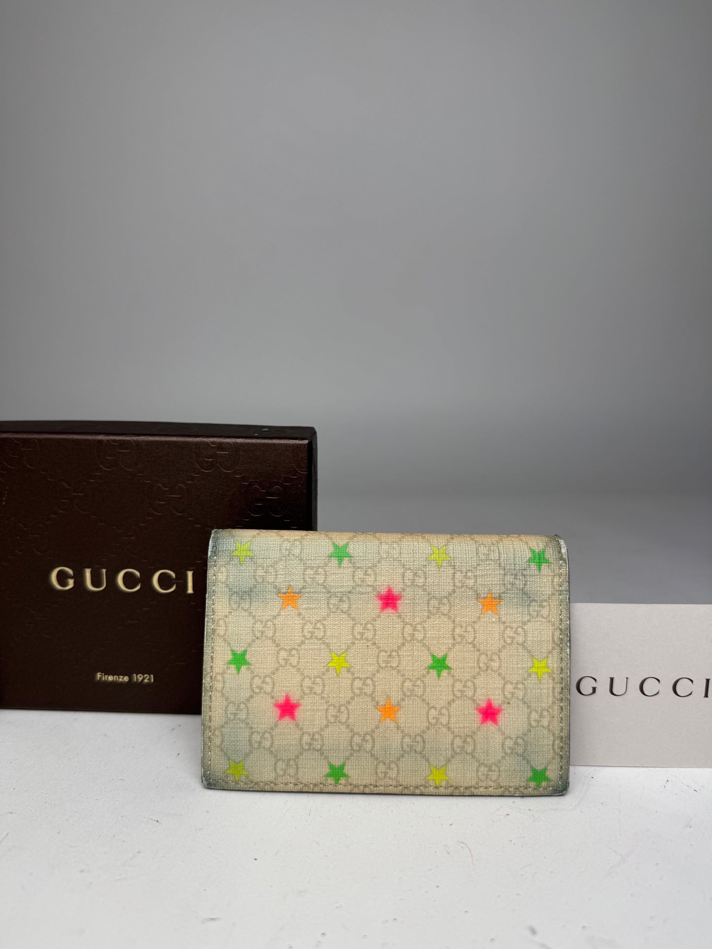 Vintage Gucci Monogram Star Card Holder White