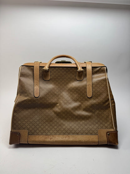 Sac de voyage vintage en cuir Monogram Céline Paris marron doré