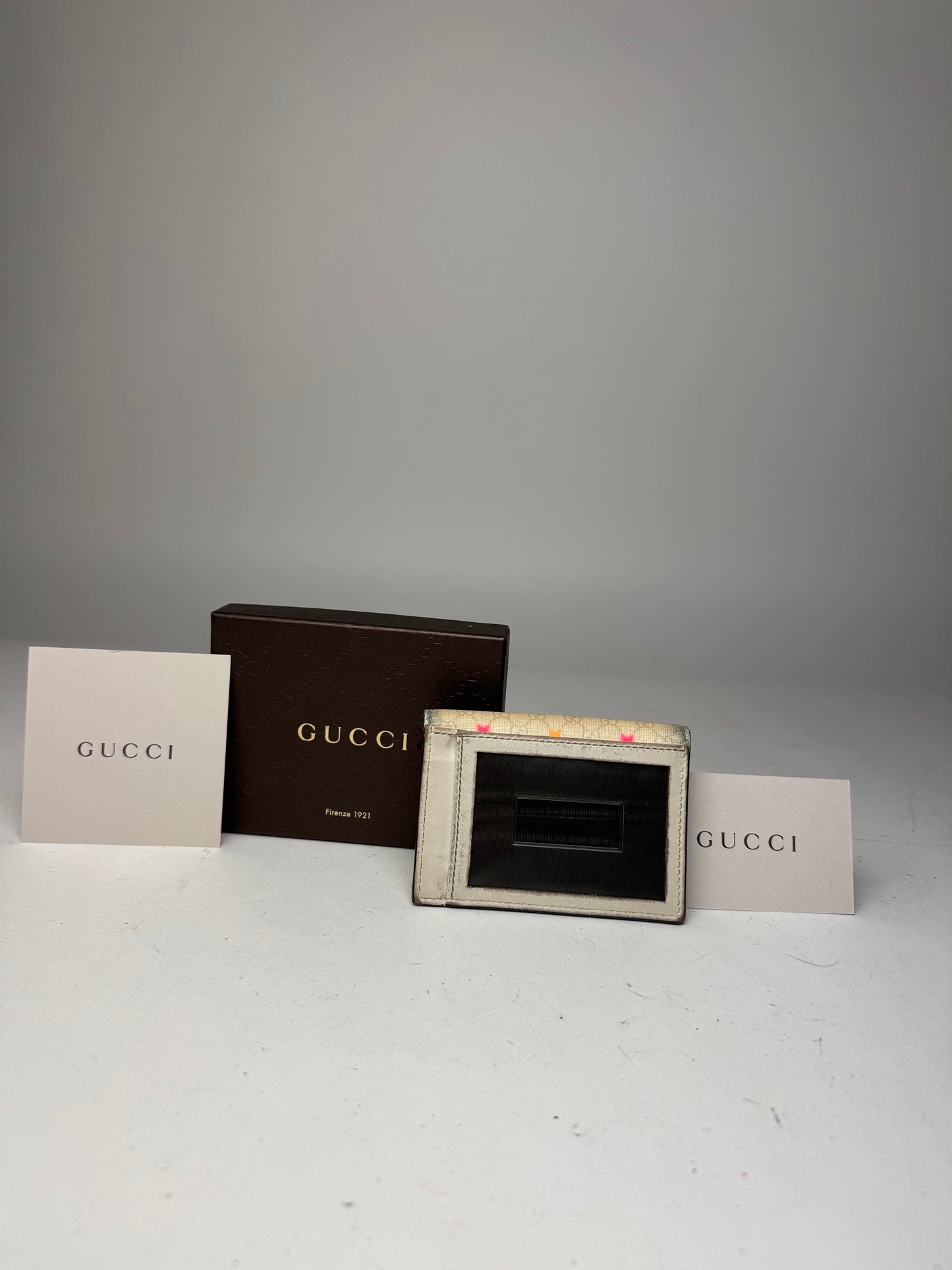 Vintage Gucci Monogram Star Card Holder White