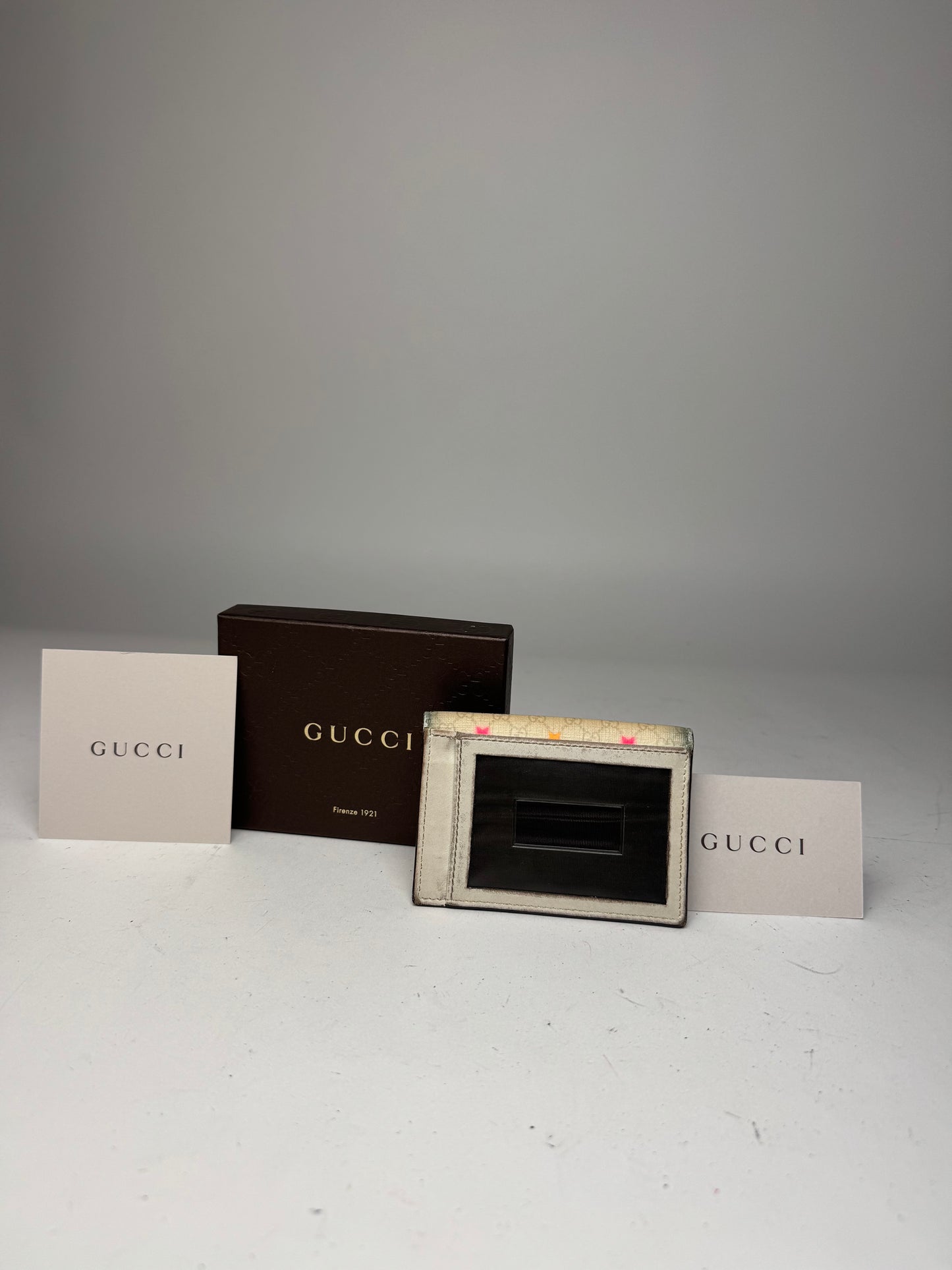Vintage Gucci Monogram Star Card Holder White