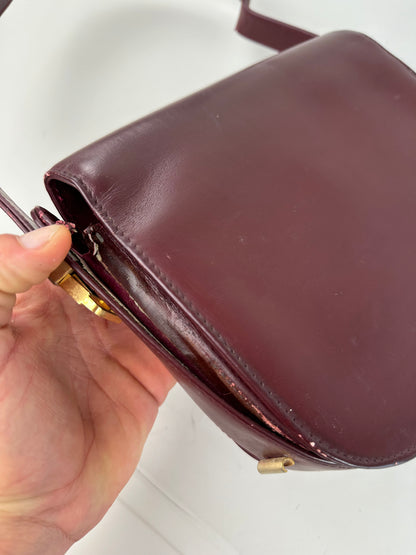 Vintage Gucci Leather Shoulder Bag Burgundy Gold c. 2000