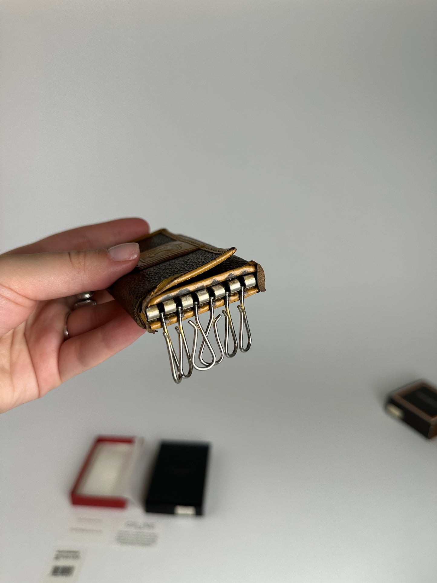 Vintage Celine Paris Leather Key Holder Brown