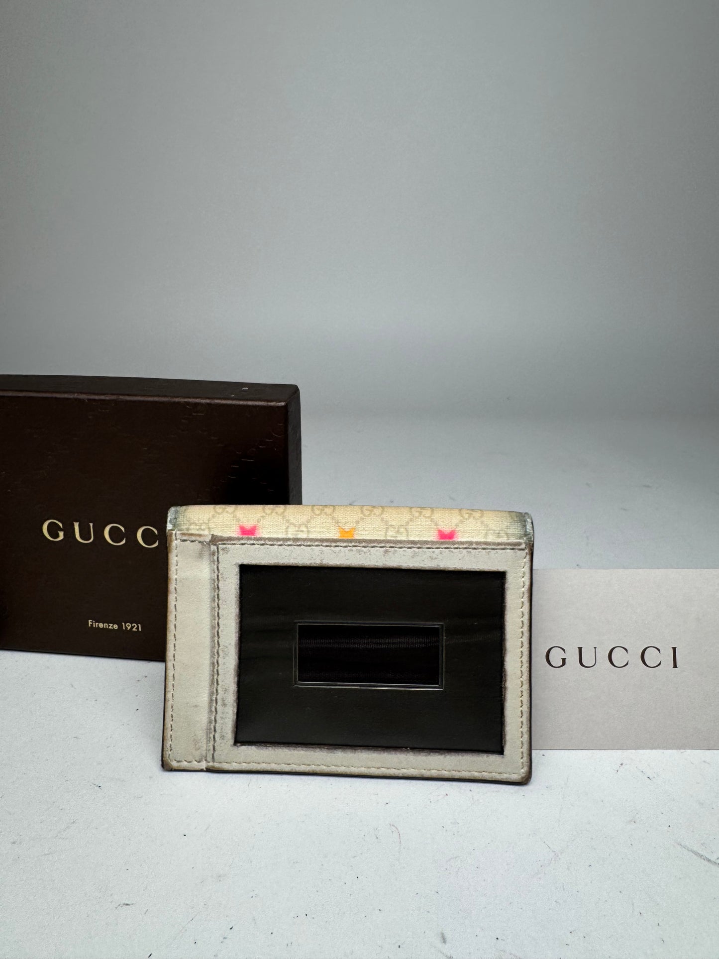 Vintage Gucci Monogram Star Card Holder White
