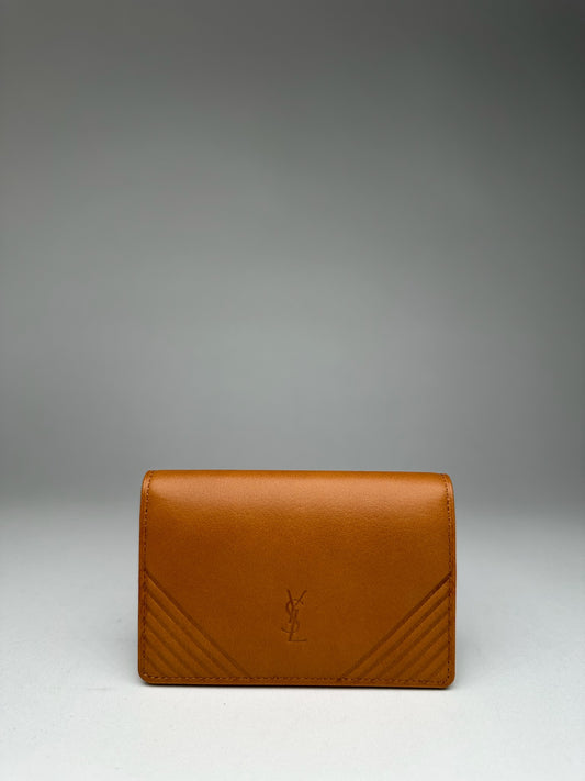 Vintage Yves Saint Laurent Leather Card Holder Brown