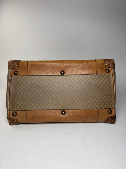 Sac de voyage vintage en cuir Monogram Céline Paris marron doré