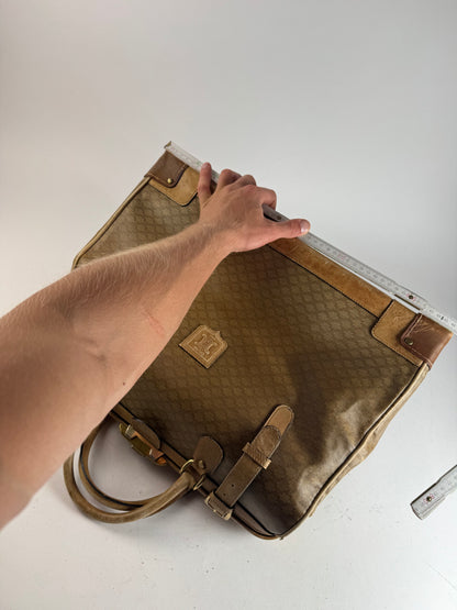 Sac de voyage vintage en cuir Monogram Céline Paris marron doré