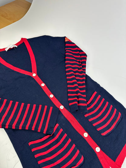 Vintage Dior Cotton Cardigan Navy Red M