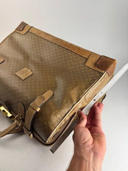 Sac de voyage vintage en cuir Monogram Céline Paris marron doré