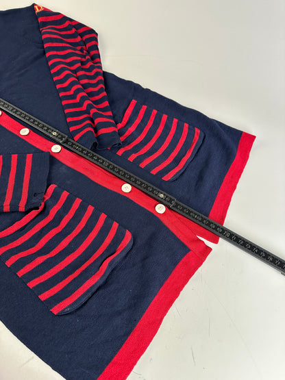 Vintage Dior Cotton Cardigan Navy Red M