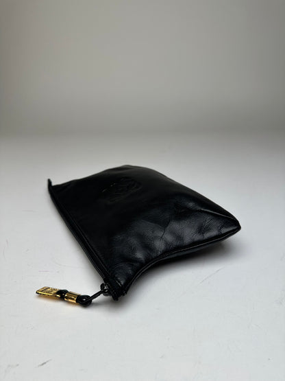 Vintage Loewe Anagram Leather Pouch Clutch Black