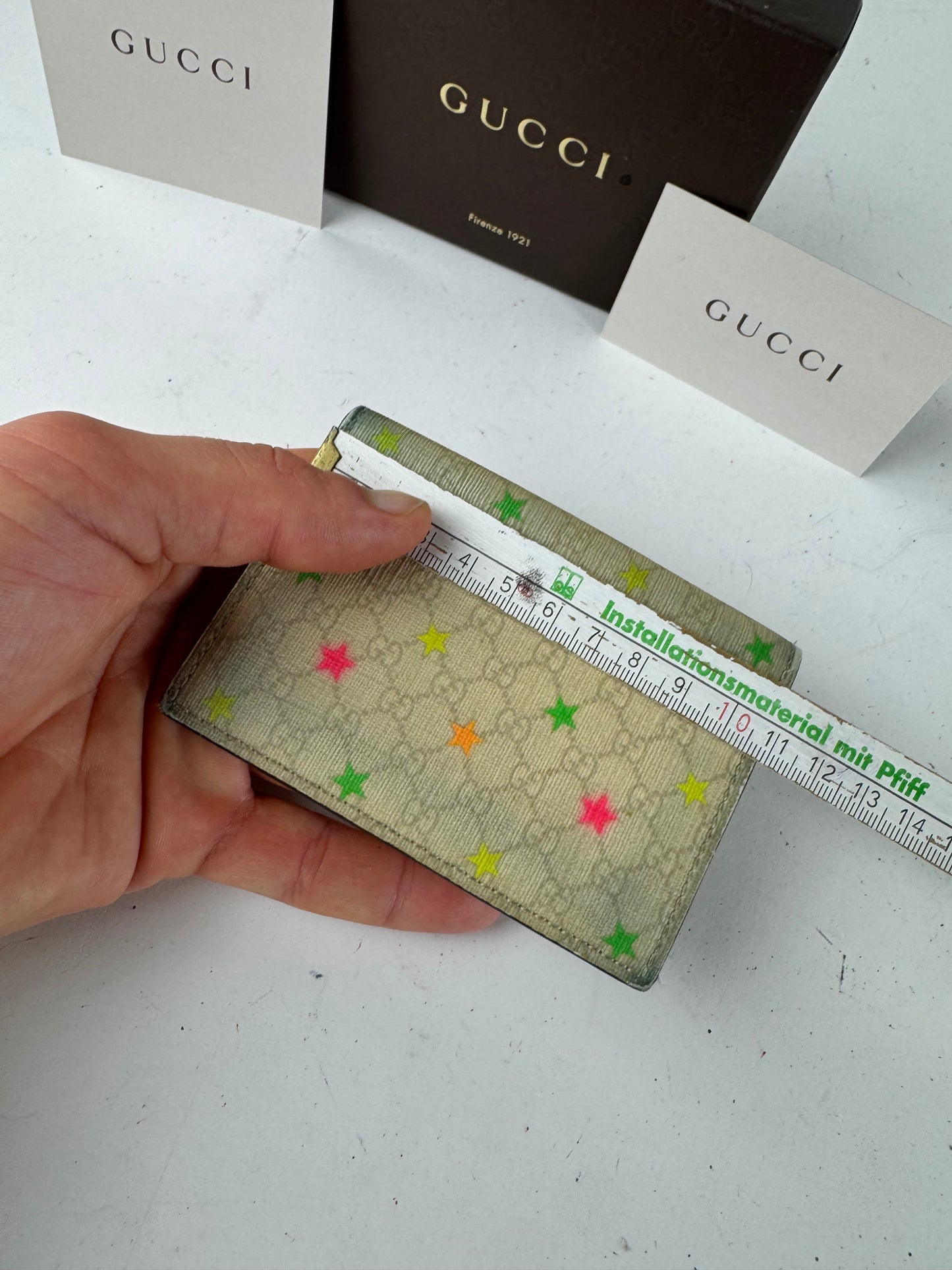 Vintage Gucci Monogram Star Card Holder White