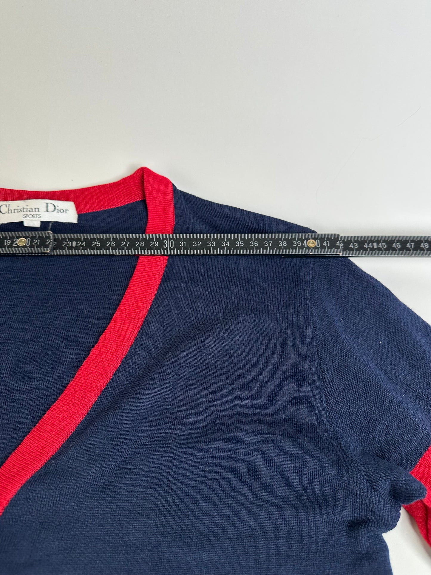 Vintage Dior Cotton Cardigan Navy Red M