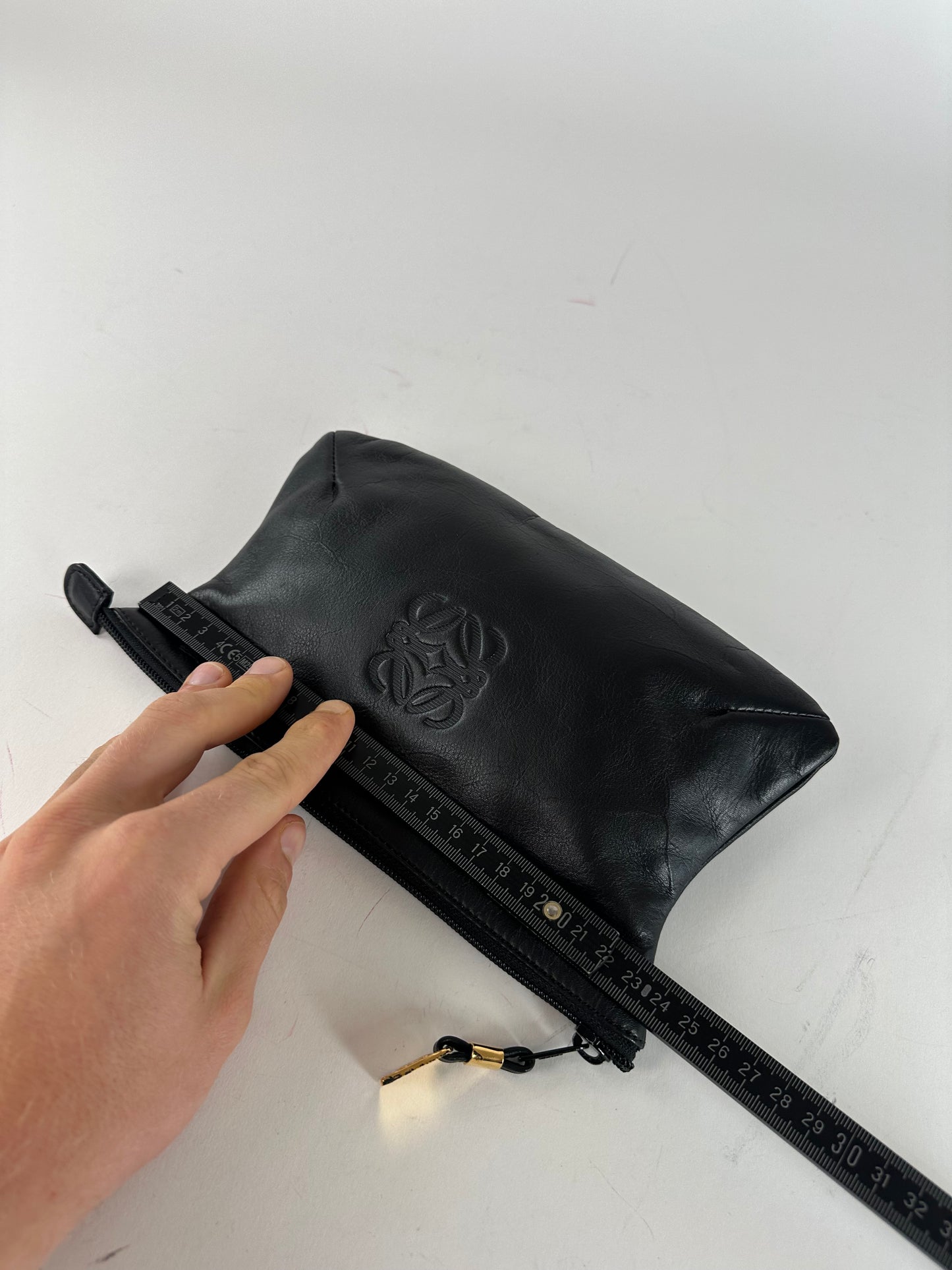 Vintage Loewe Anagram Leather Pouch Clutch Black